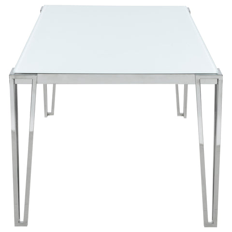 Chloe Rectangular 64-inch Glass Top Dining Table ChromePolished Stainless Steel