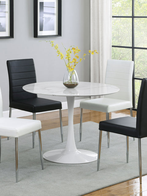 Foyet Round 40-inch Faux Marble Top Dining Table WhiteWhite