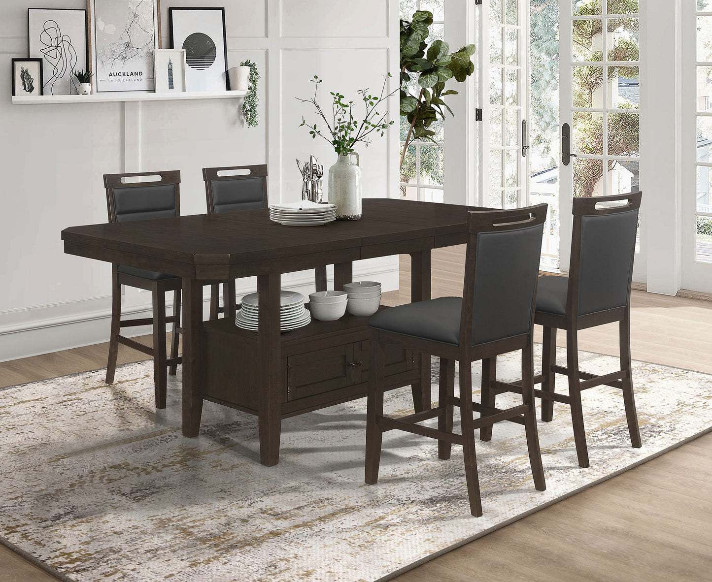 zonie 5-piece butterfly leaf dining table set cappuccinocappuccino