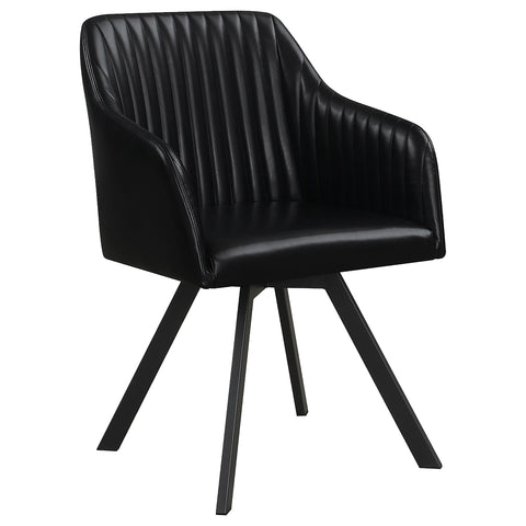 48-inch Leatherette Upholstered Swivel Dining Arm Chair BlackBlack