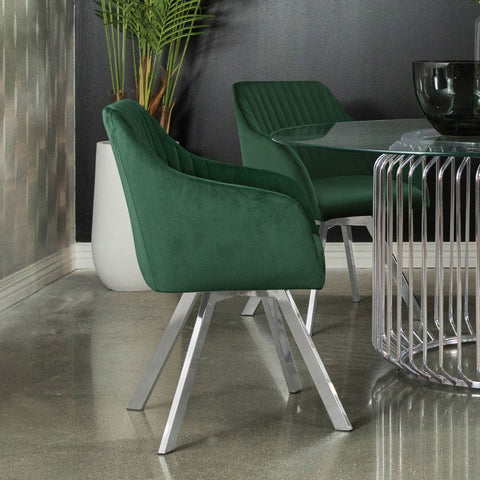 48-inch Velvet Upholstered Swivel Dining Arm Chair GreenGreen