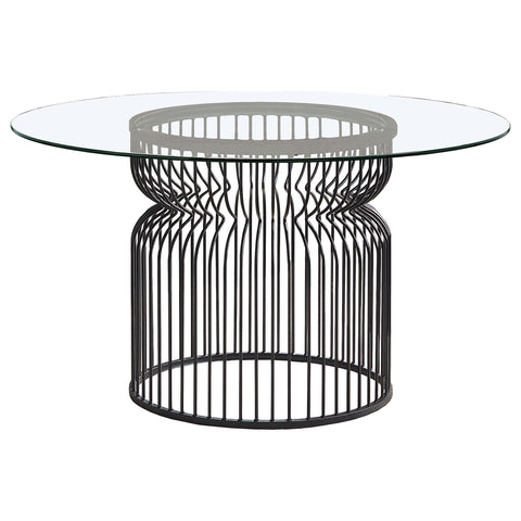 Amaro Round 54-inch Glass Top Metal Dining Table GunmetalGunmetal