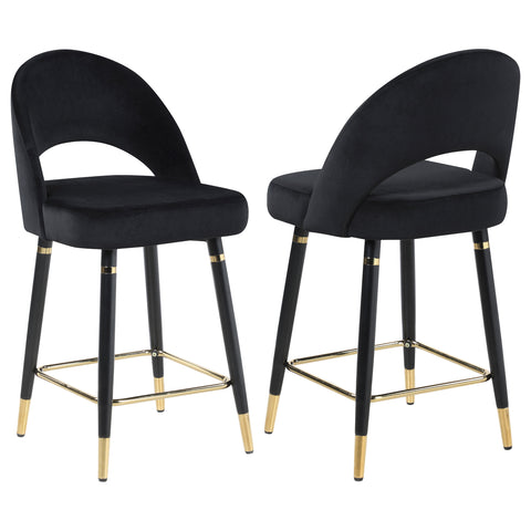 Dyer Velvet Upholstered Counter Chair Black (Set of 2)Black