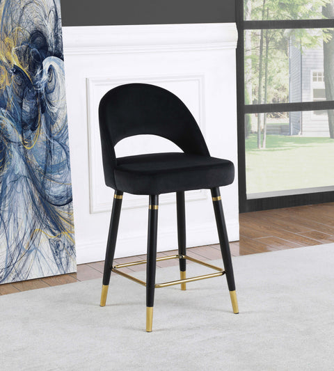 Dyer Velvet Upholstered Counter Chair Black (Set of 2)Black