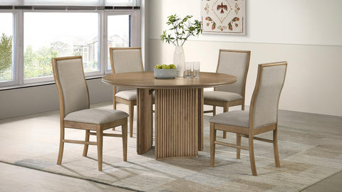 Monsen 5-piece Round Dining Table Set Distressed Light Brown