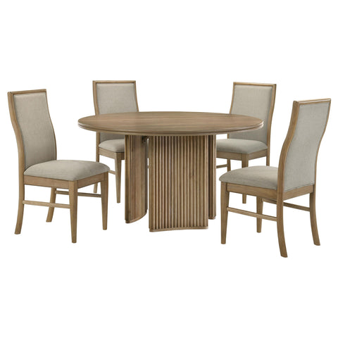 Monsen 5-piece Round Dining Table Set Distressed Light Brown