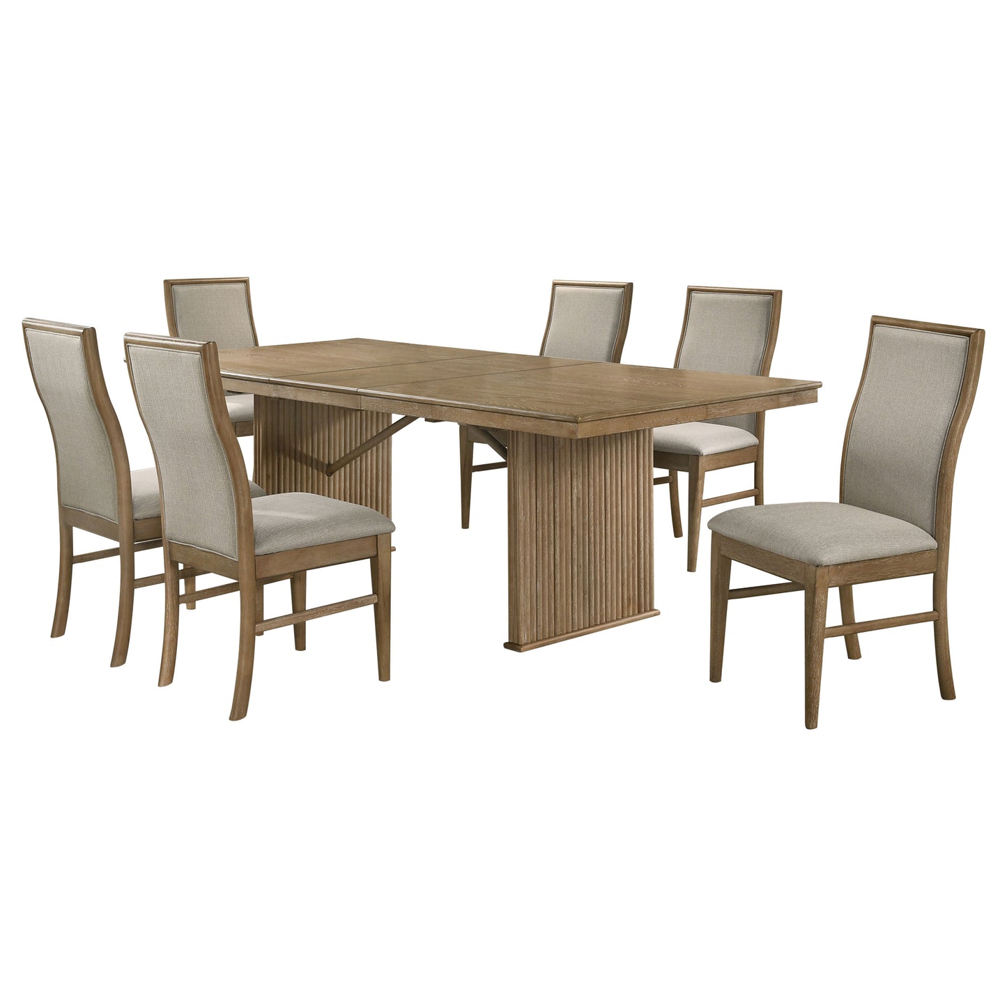 jirou 7-piece extension dining set distressed light brown