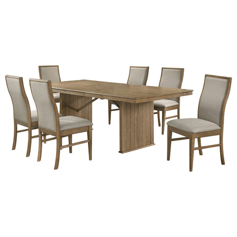 Jirou 7-piece Extension Dining Set Distressed Light Brown