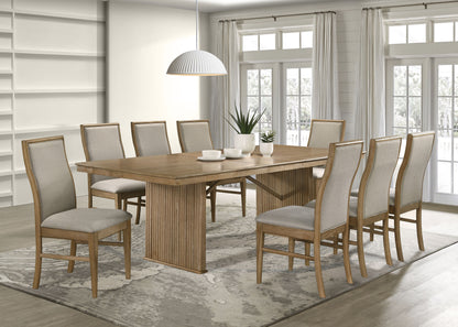 Jirou 9-piece Extension Dining Set Distressed Light Brown