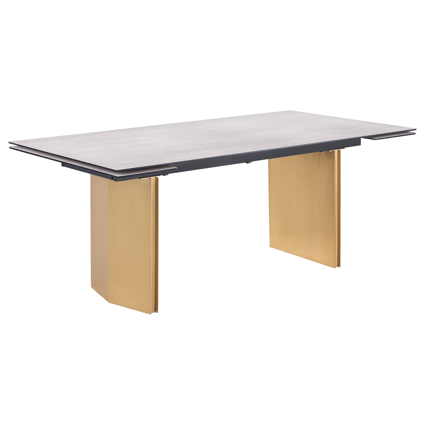 munson 97-inch glass top extension dining table beige