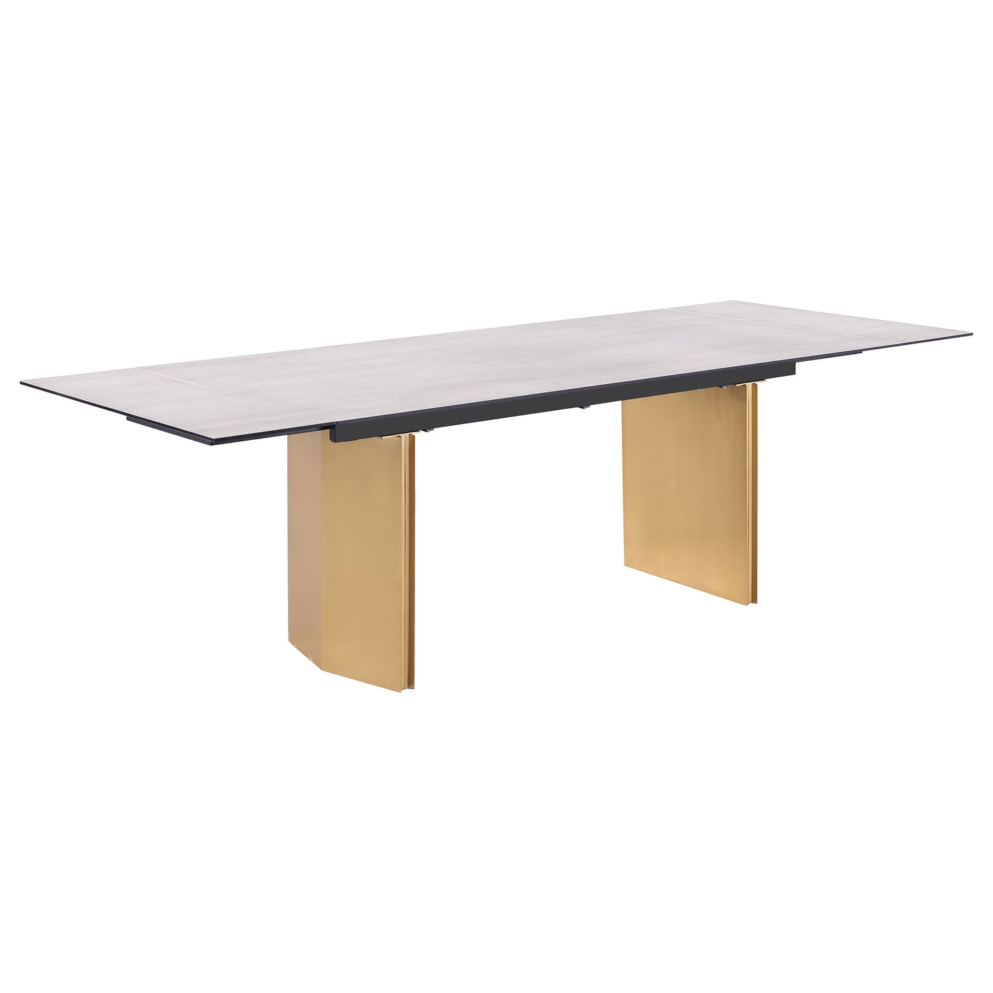 munson 97-inch glass top extension dining table beige