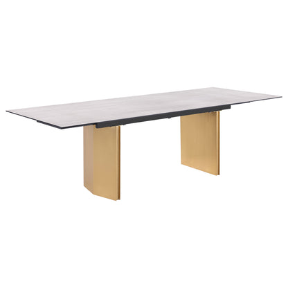 Munson 97-inch Glass Top Extension Dining Table Beige