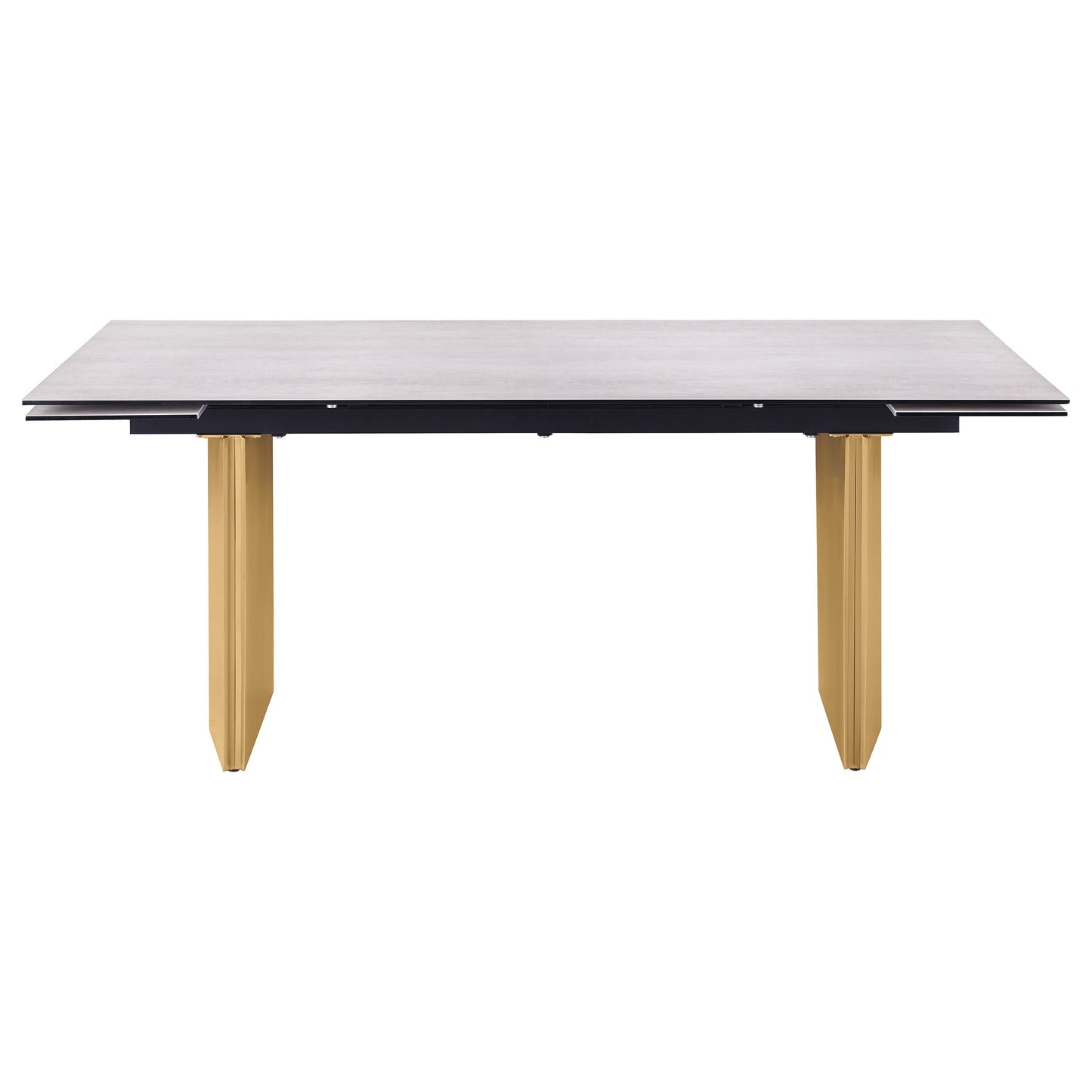 munson 97-inch glass top extension dining table beige