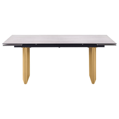 Munson 97-inch Glass Top Extension Dining Table Beige