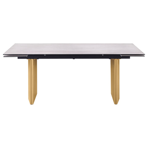 Munson 97-inch Glass Top Extension Dining Table Beige