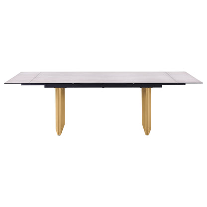 Munson 97-inch Glass Top Extension Dining Table Beige