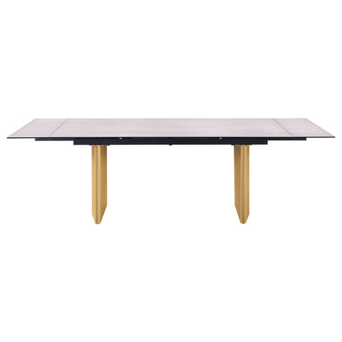Munson 97-inch Glass Top Extension Dining Table Beige