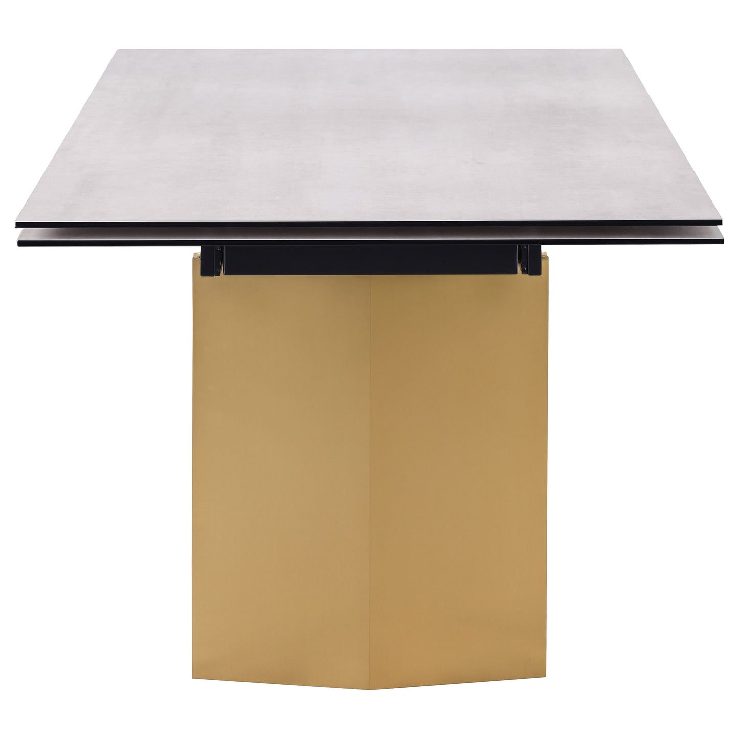 munson 97-inch glass top extension dining table beige