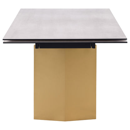 Munson 97-inch Glass Top Extension Dining Table Beige