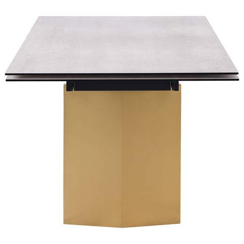 Munson 97-inch Glass Top Extension Dining Table Beige