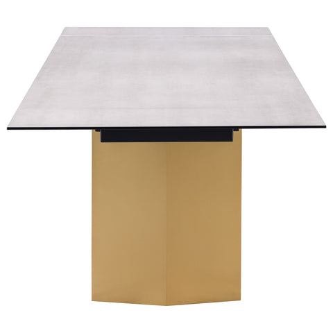 Munson 97-inch Glass Top Extension Dining Table Beige