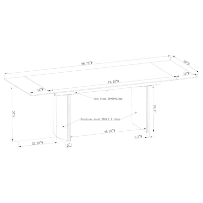 Munson 97-inch Glass Top Extension Dining Table Beige