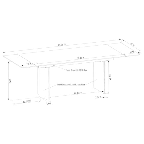 Munson 97-inch Glass Top Extension Dining Table Beige