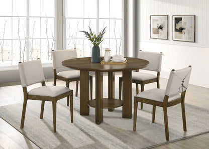 Eduardo 5-piece Round Wood Dining Room Table Set Brown