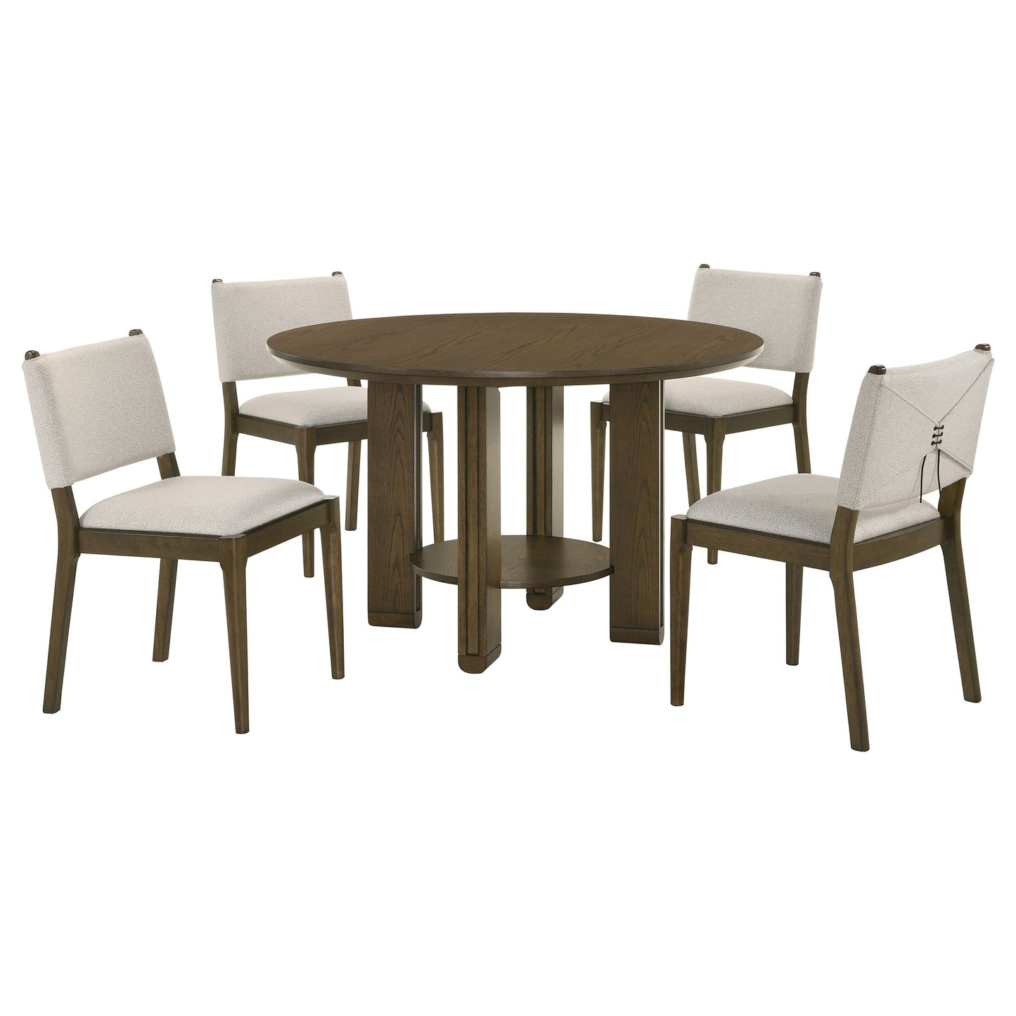 eduardo 5-piece round wood dining room table set brown