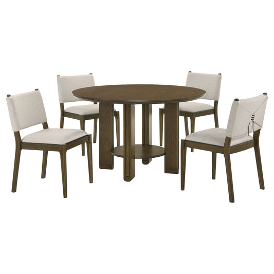 Eduardo 5-piece Round Wood Dining Room Table Set Brown