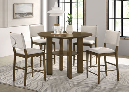 Eduardo 5-piece Round Counter Height Dining Room Set Brown