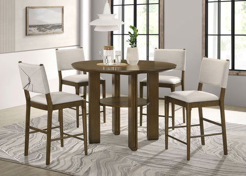 Eduardo 5-piece Round Counter Height Dining Room Set Brown