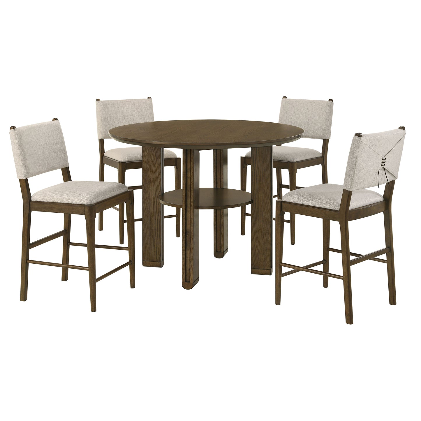 eduardo 5-piece round counter height dining room set brown