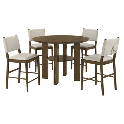 Eduardo 5-piece Round Counter Height Dining Room Set Brown
