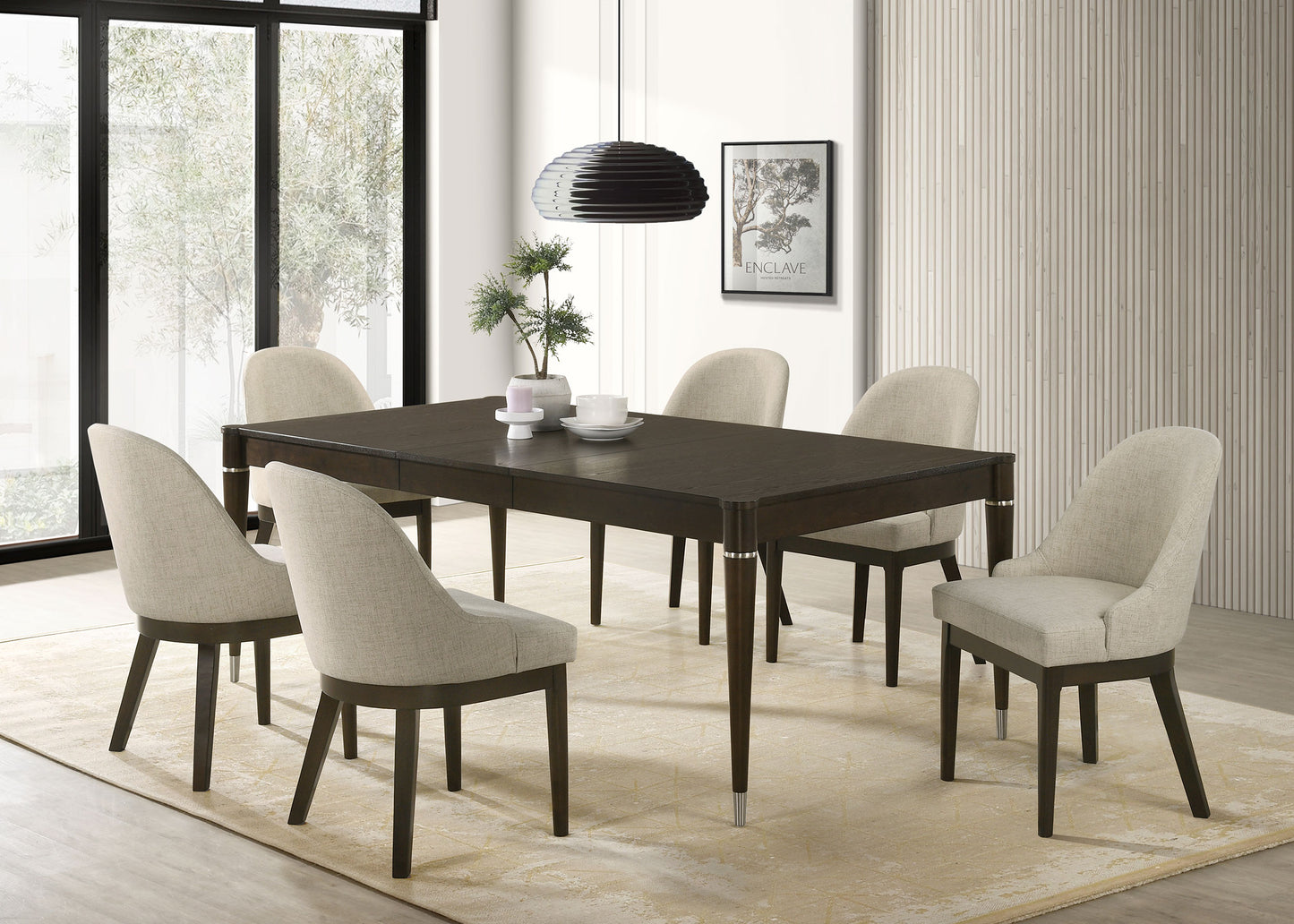 gianni 7-piece rectangular dining set ash brown