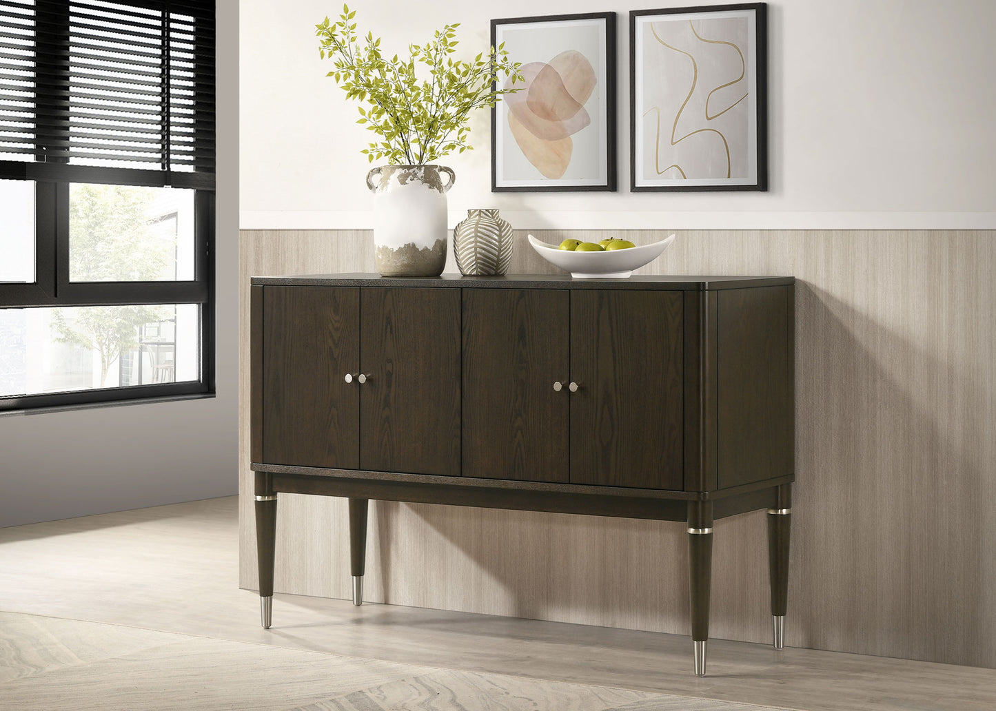 gianni 4-door dining sideboard server with shelves ash brown
