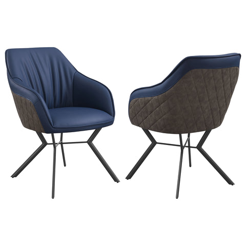 Madison Upholstered Dining Arm Chair Blue and Brown (Set of 2)Blue
