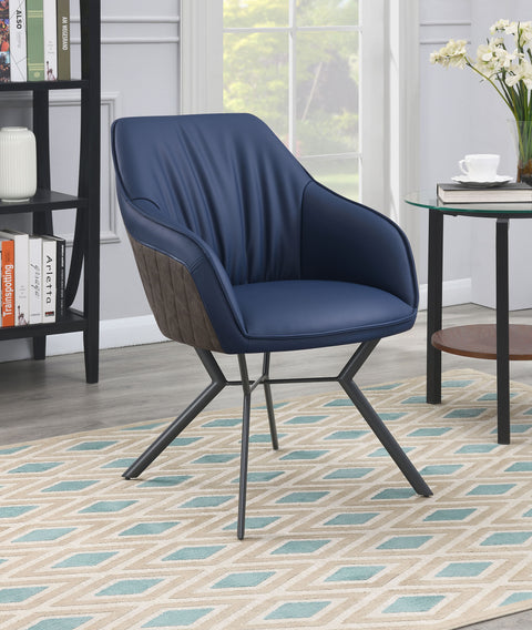 Madison Upholstered Dining Arm Chair Blue and Brown (Set of 2)Blue