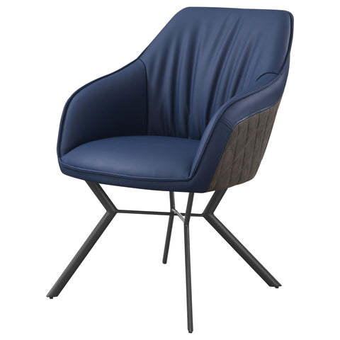 Madison Upholstered Dining Arm Chair Blue and Brown (Set of 2)Blue