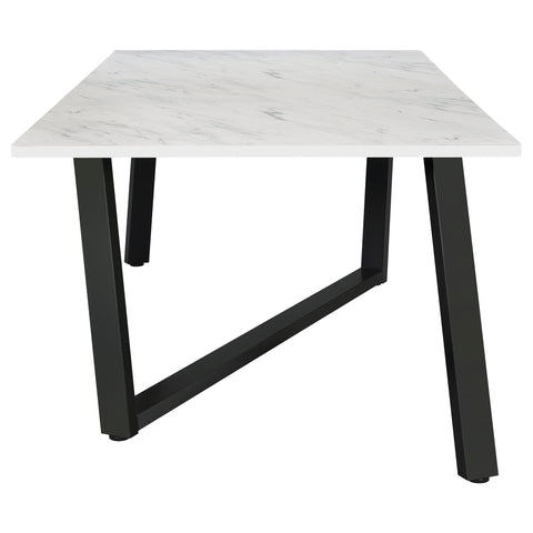 Madison Rectangular 87-inch Faux Marble Dining Table WhiteWhite Faux Marble