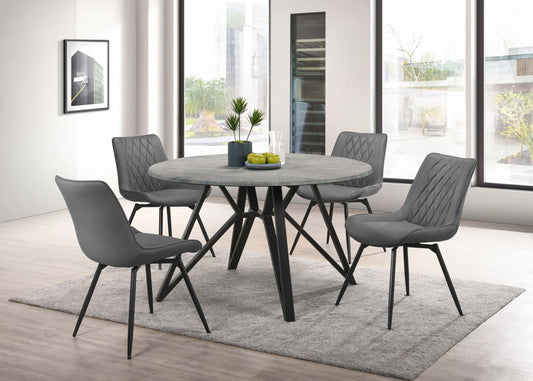 Bishop 5-piece Round Dining Table Set Concrete GunmetalGunmetal