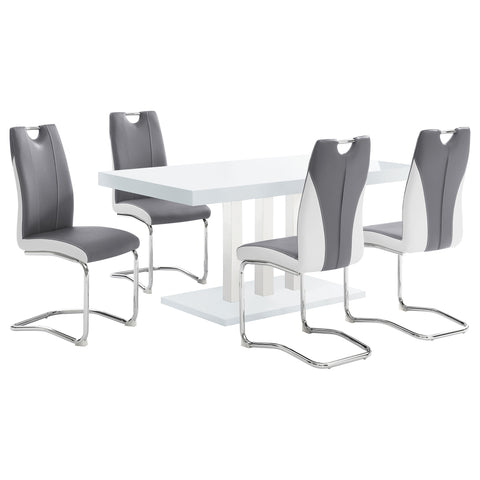 Farrah 5-piece Rectangular Dining Set White High GlossWhite High Gloss