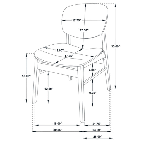 Besler Dining Side Chair Wood Seat Dark Brown (Set of 2)