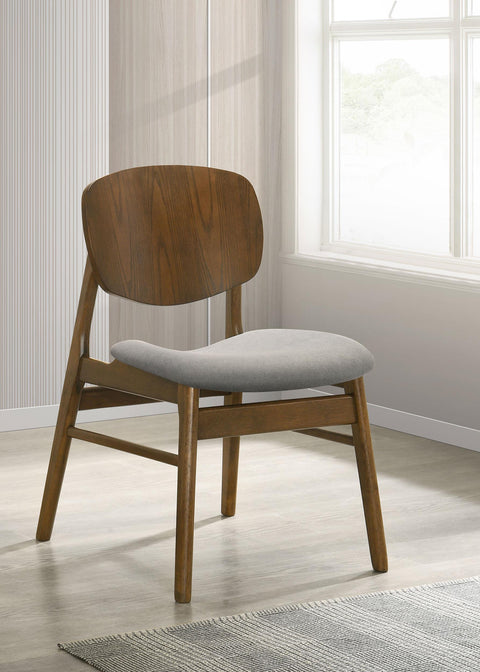 Besler Dining Side Chair Upholstered Seat Dark Brown (Set of 2)