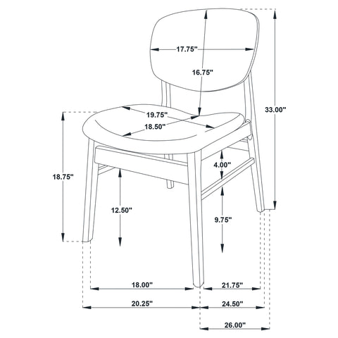 Besler Dining Side Chair Upholstered Seat Dark Brown (Set of 2)