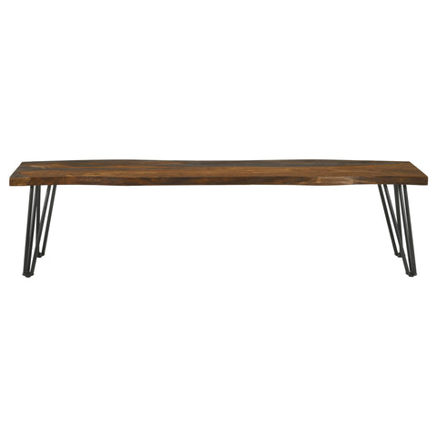 Maxwell Live Edge Wood Dining Bench Hairpin Legs Grey SheeshamGrey Sheesham
