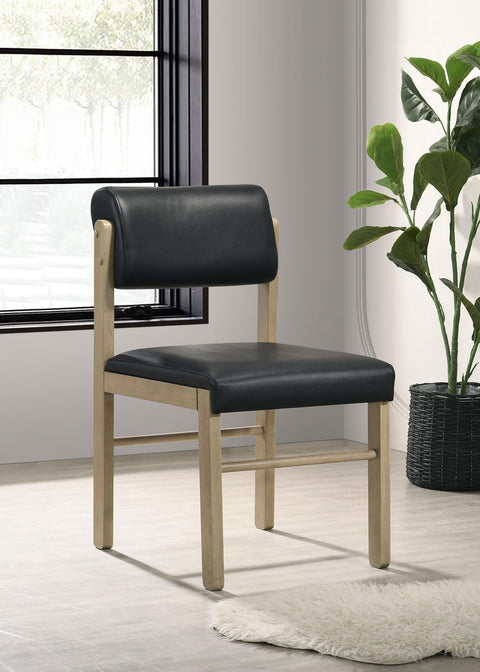 Graham Upholstered Dining Side Chair Black and Natural Oak (Set of 2)