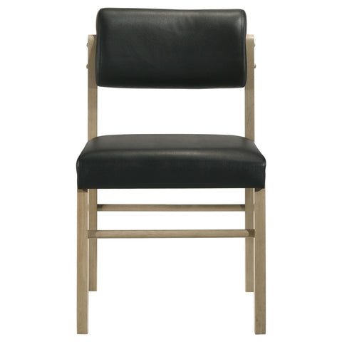 Graham Upholstered Dining Side Chair Black and Natural Oak (Set of 2)