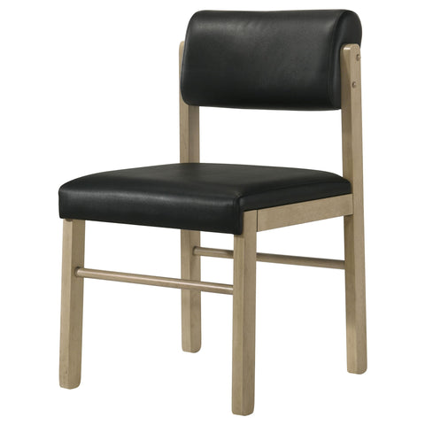 Graham Upholstered Dining Side Chair Black and Natural Oak (Set of 2)