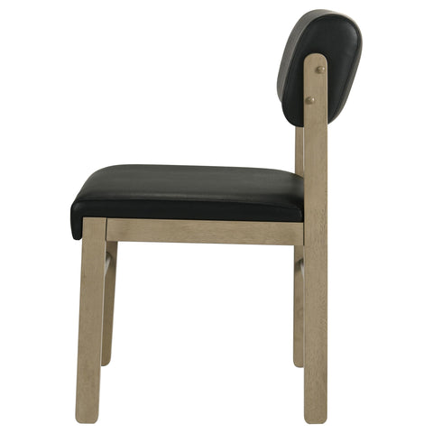Graham Upholstered Dining Side Chair Black and Natural Oak (Set of 2)